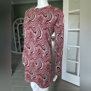 Zara Multicolor Swirl Long Sleeve Dress